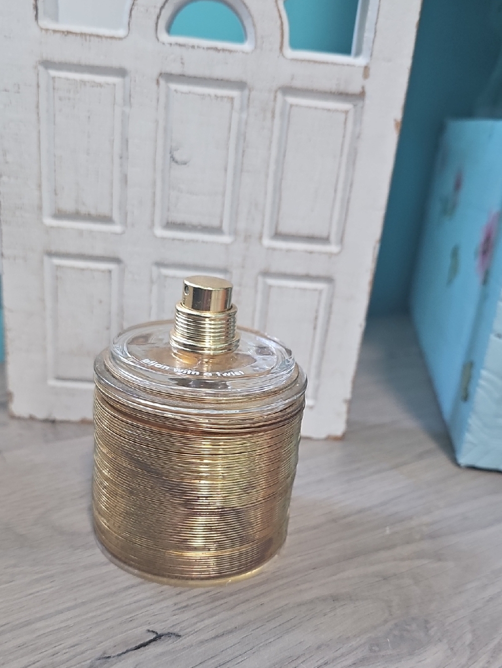 Bjon With A Twist Gold Ribbed Glass Perfume Bottle
